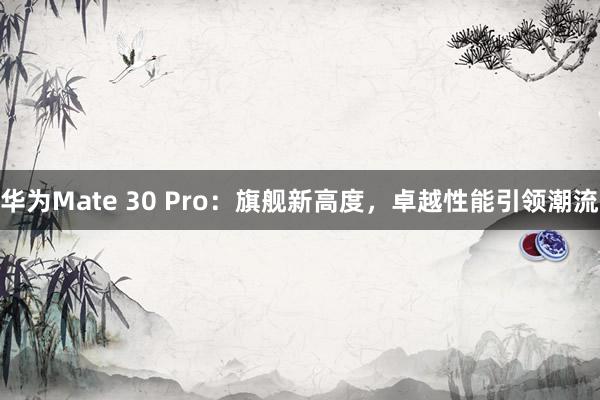 华为Mate 30 Pro：旗舰新高度，卓越性能引领潮流